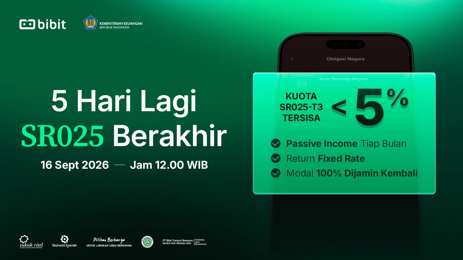 Masa Penawaran Ditutup 5 Hari Lagi, SR025-T3 Jadi Favorit Investor